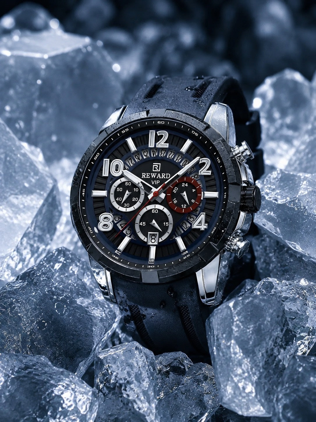 REWARD VIP Men’s Luxury Chronograph Timepiece – Striking 3D Dial, Luminous Display, Sport & Business Style, Water Resistant.