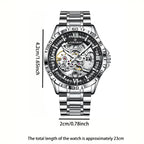 LOUIE JUELEN  Automatic Skeleton Mechanical Watch Men's Business Watch Water-Resistant Luminous Men's Wristwatch