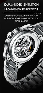 LOUIE JUELEN  Automatic Skeleton Mechanical Watch Men's Business Watch Water-Resistant Luminous Men's Wristwatch