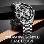 LOUIE JUELEN  Automatic Skeleton Mechanical Watch Men's Business Watch Water-Resistant Luminous Men's Wristwatch