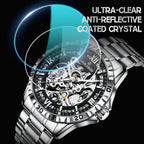 LOUIE JUELEN  Automatic Skeleton Mechanical Watch Men's Business Watch Water-Resistant Luminous Men's Wristwatch