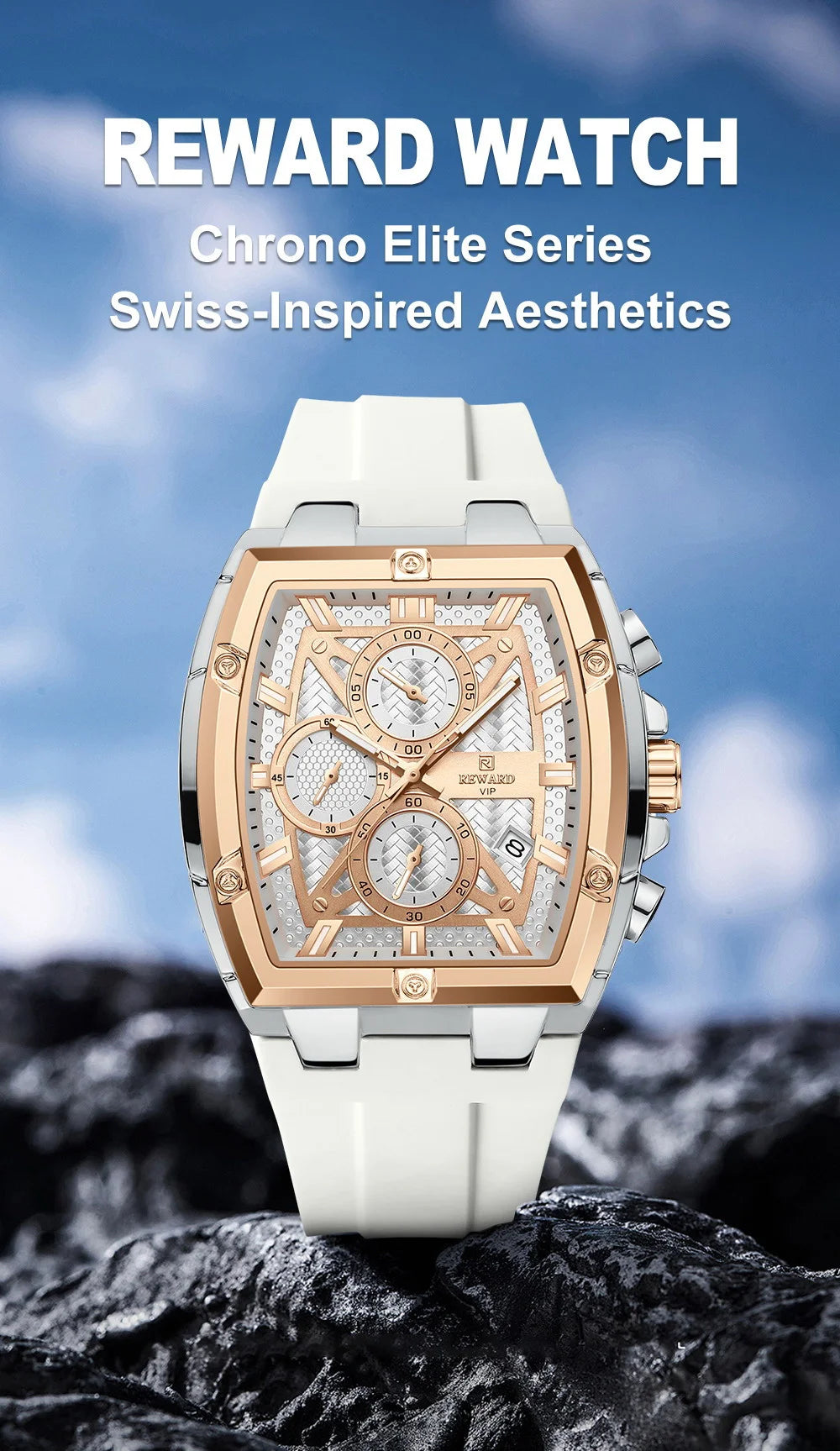 REWARD Fashion Watch Men Square Top Quality Luxury Alloy Quartz Watches Calendar Rubber Band Male Wrist Watches Factory OEM