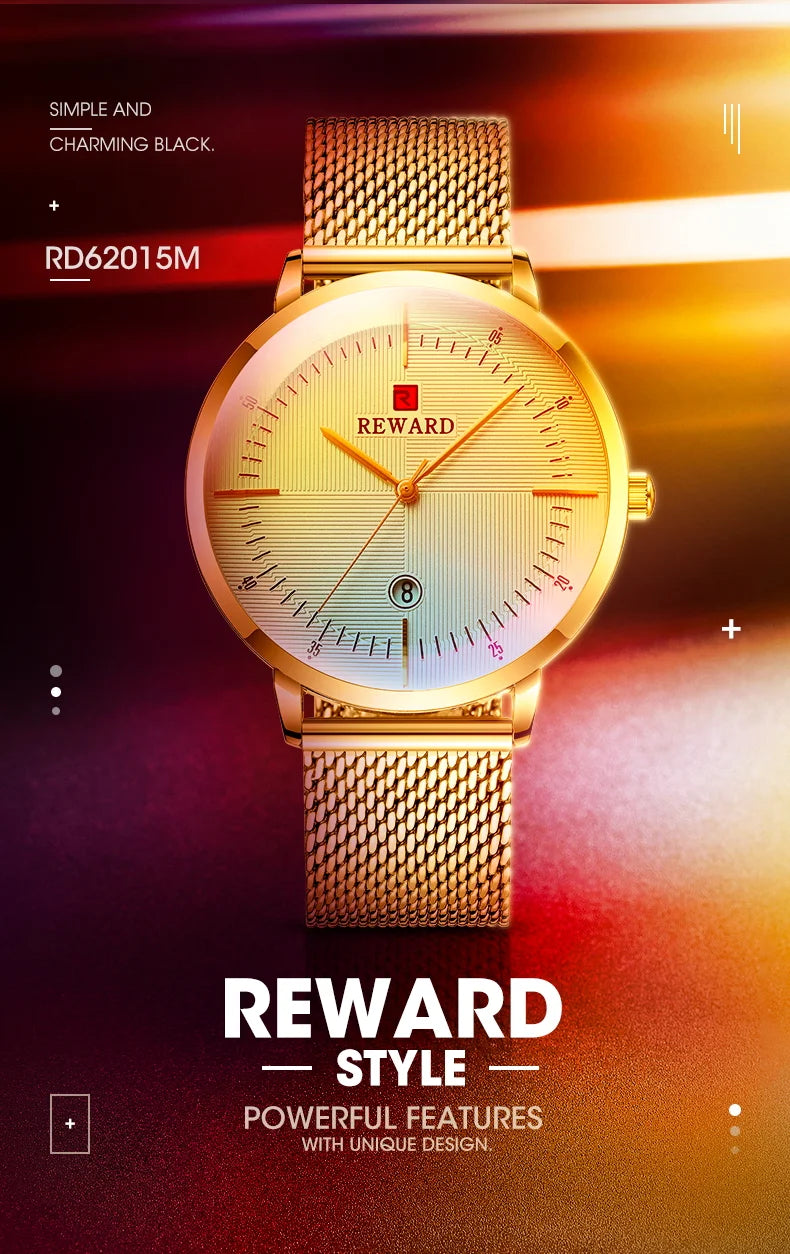 Reward Colorful Laser Changing Glass Men Watch. Featuring a vibrant, color-changing glass and a durable stainless steel strap, this watch is perfect for any sports or outdoor activities, as well as casual and formal occasions. detail view